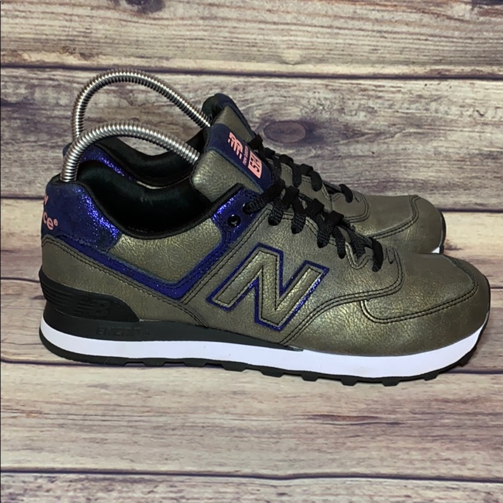 New Balance 574 Gold Pink Purple Glitter Trainer